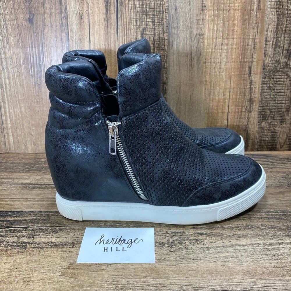 Steve Madden Linqsq Leather Wedge Sneakers Shoes - Womens 10 B